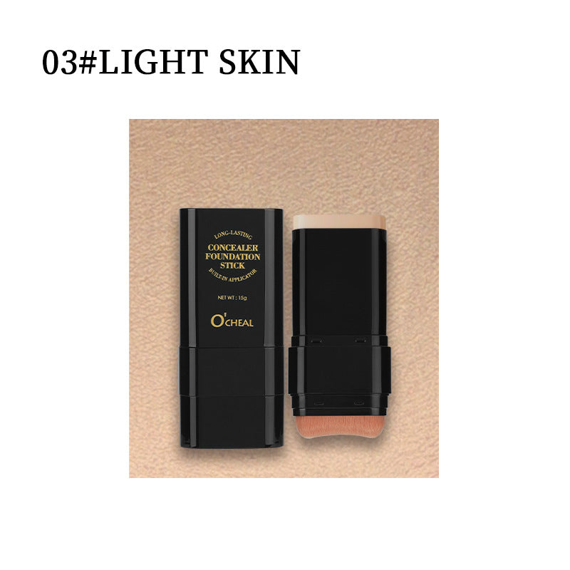 O'Cheal Makeup Concealer Smear-proof Makeup Liquid Foundation Powder Puff Brush Solid Foundation Cream Two-in-one English Version
