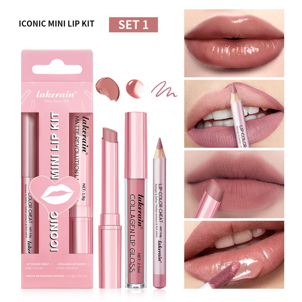 Lakerain Three Lip Gloss Suit Lasting Waterproof Colorfast