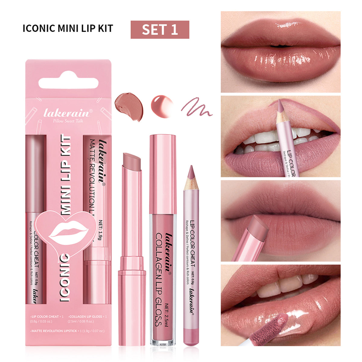Lakerain Three Lip Gloss Suit Lasting Waterproof Colorfast