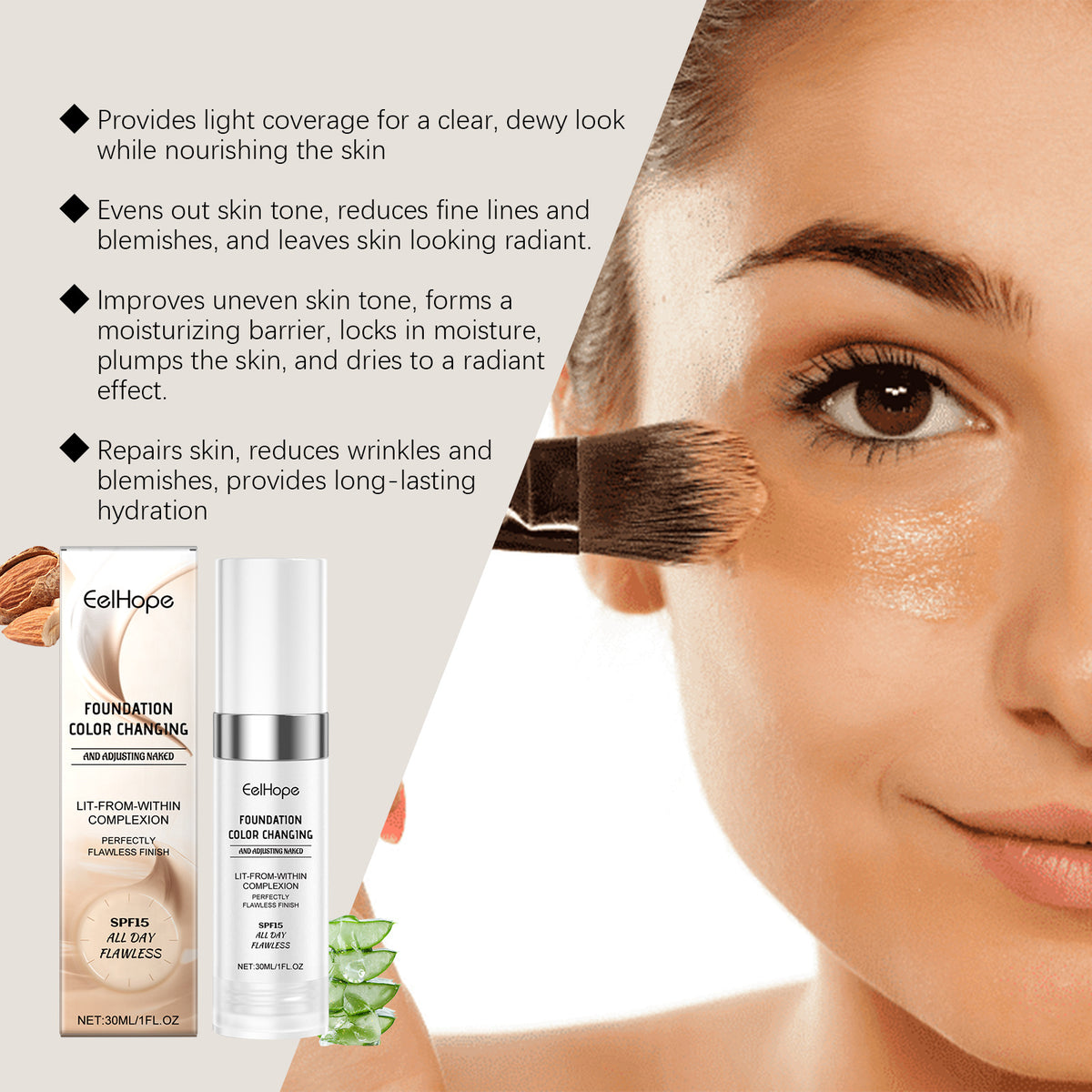 Eelhope Temperature Change Concealing Foundation Natural Moisturizing