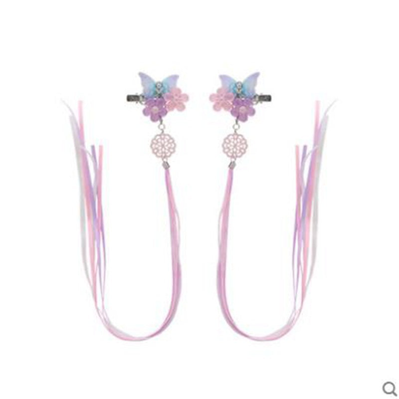 Super Fairy Children Antique Hair Accessories Retro Accessories Tassel Butterfly Girl Hairpin