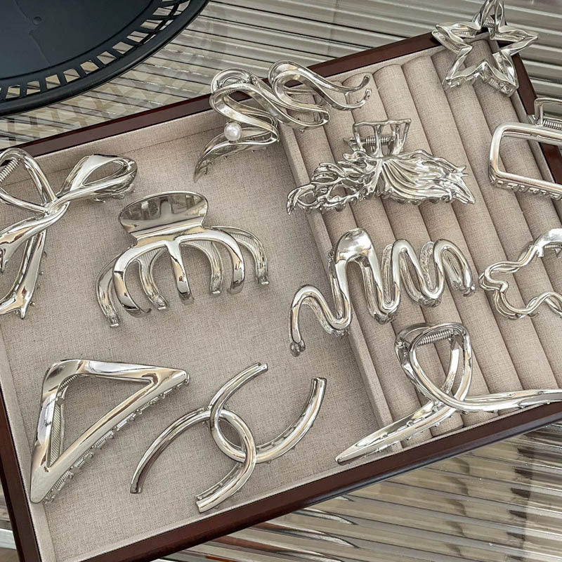 Silver Metal Barrettes Updo Hair Claw