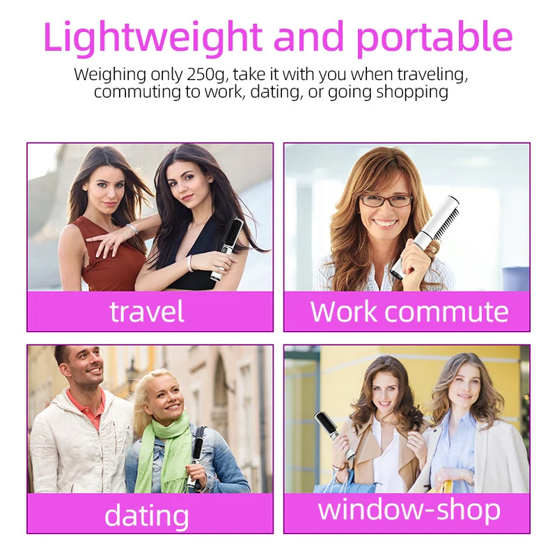 Anion LCD USB Charging Straight Comb Negative Ion Lazy Hair Straightener Curly Hair Dual-use Broken Hair Finishing