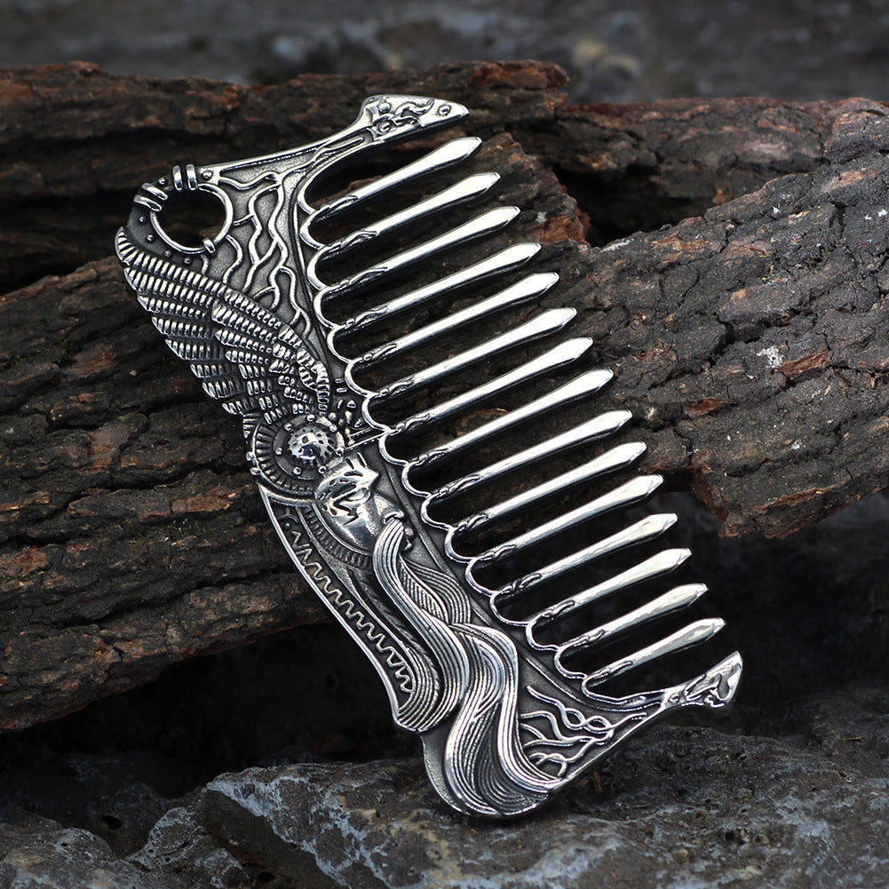 Nordic Viking Stainless Steel Comb Double-sided Aoding Crow Viking Women's Jewelry
