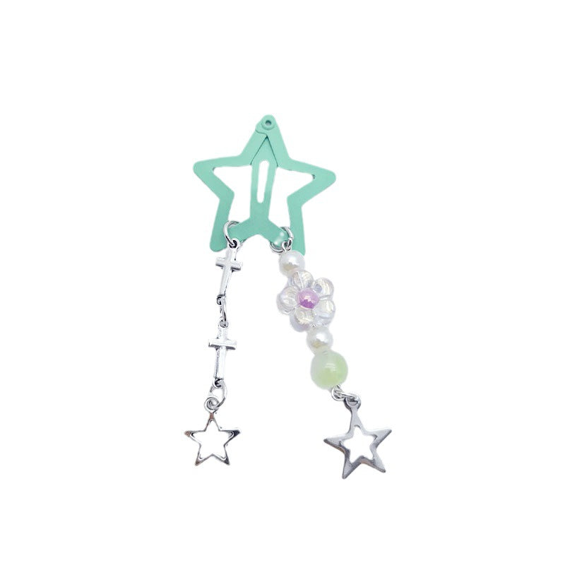 Morandi Pentagram Pendant Barrettes Bangs Flower Love Hairpin