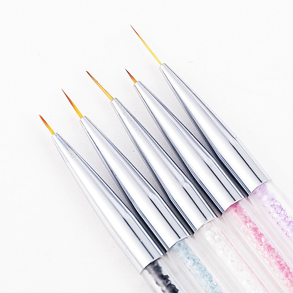 5pcs Set Of Brushes, Point Drill, Draw Line And ted Nail Pen