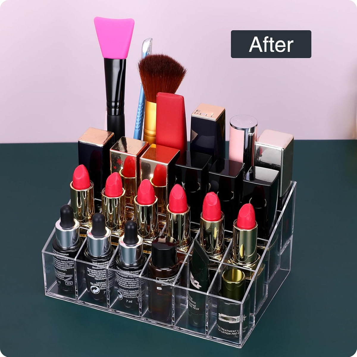 Lipstick Organizer,Small Clear Plastic Compact Lip Gloss Chapstick Perfume Sample Mascara Holder With 9,24,36,40 Slots