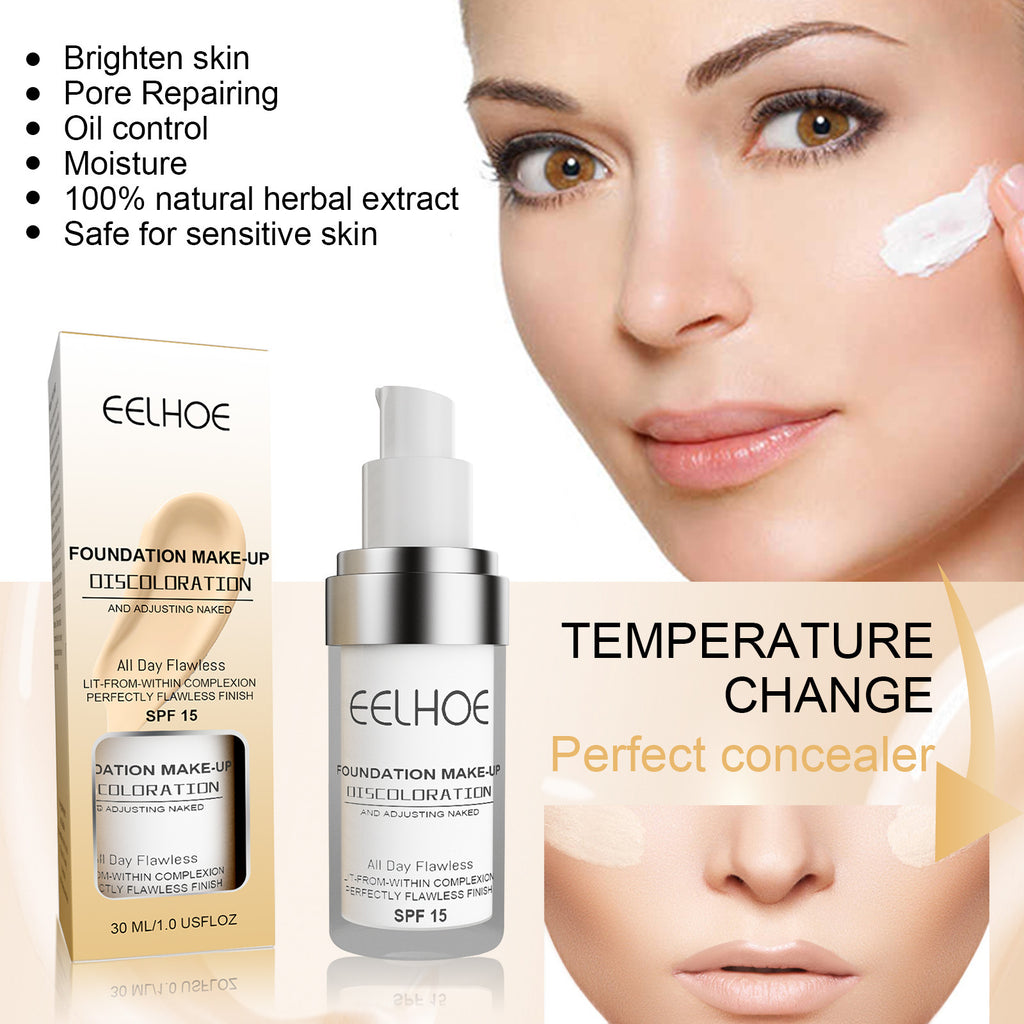 Eelhoe Temperature Change Liquid Foundation Concealer Long-lasting Moisturizing Waterproof Sweat-proof