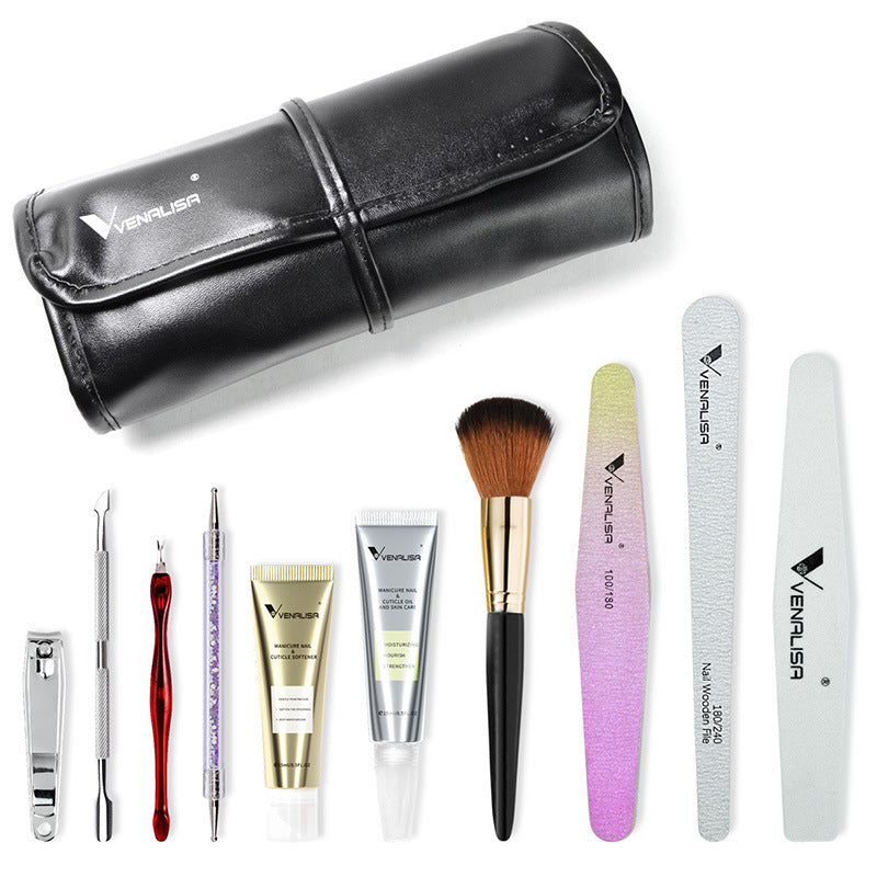 Venalisa Nail Art Kit Dead Skin Scrub Nail Polish Nail Clipper 10 Nourishing Sets