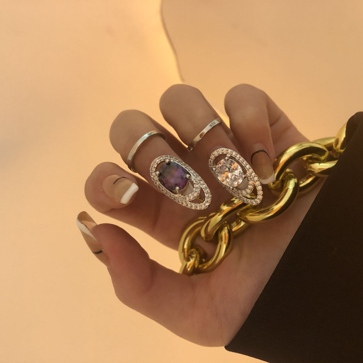 Gem Fingertip Nail Enhancement Ring