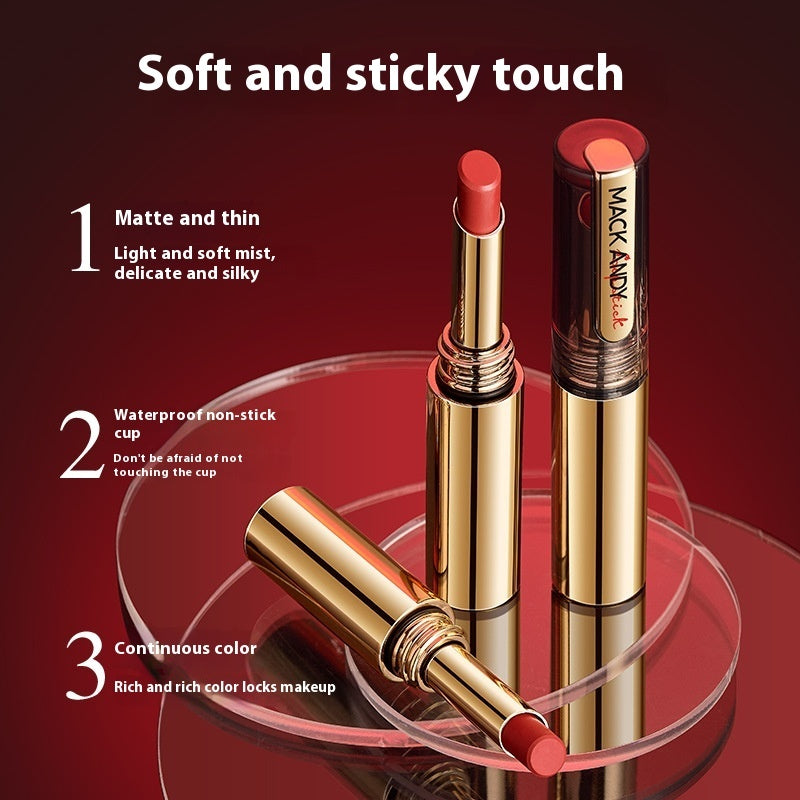 Mack Andy Moisturizing Matte Velvet No Stain On Cup Lipstick