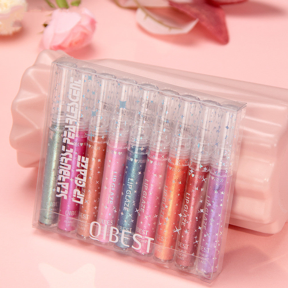 Qibest Long-Lasting Moisturizing People Mermaid Lip Lacquer Colorful