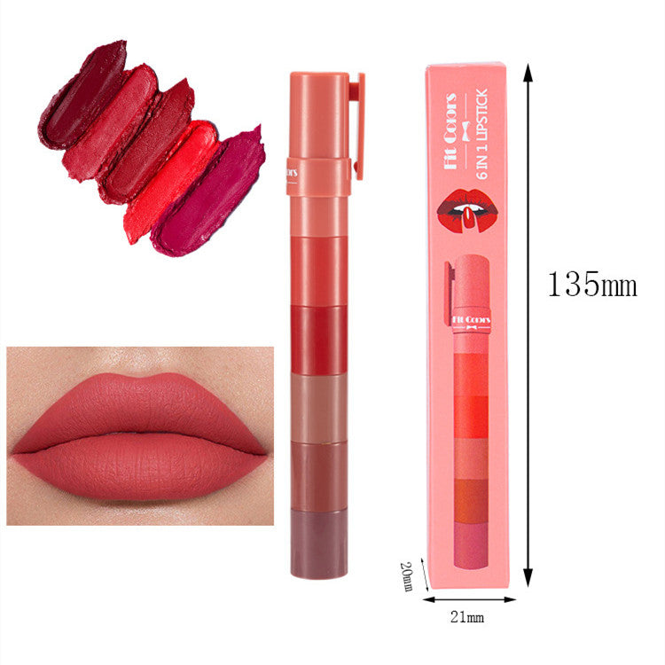 Fit Colors 6 Sections Of Misty Velvet Show Color And Do Not Touch Cup Lip Gloss Lipstick Pen