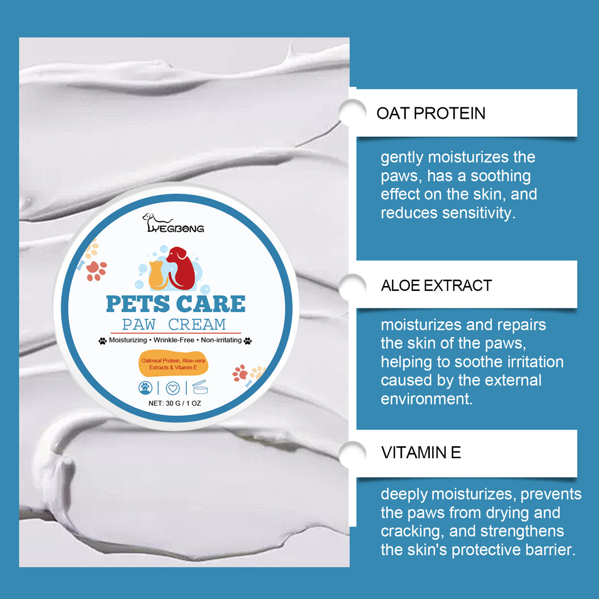 Yegbong Pet Paw Care Cream Deep Moisturizing