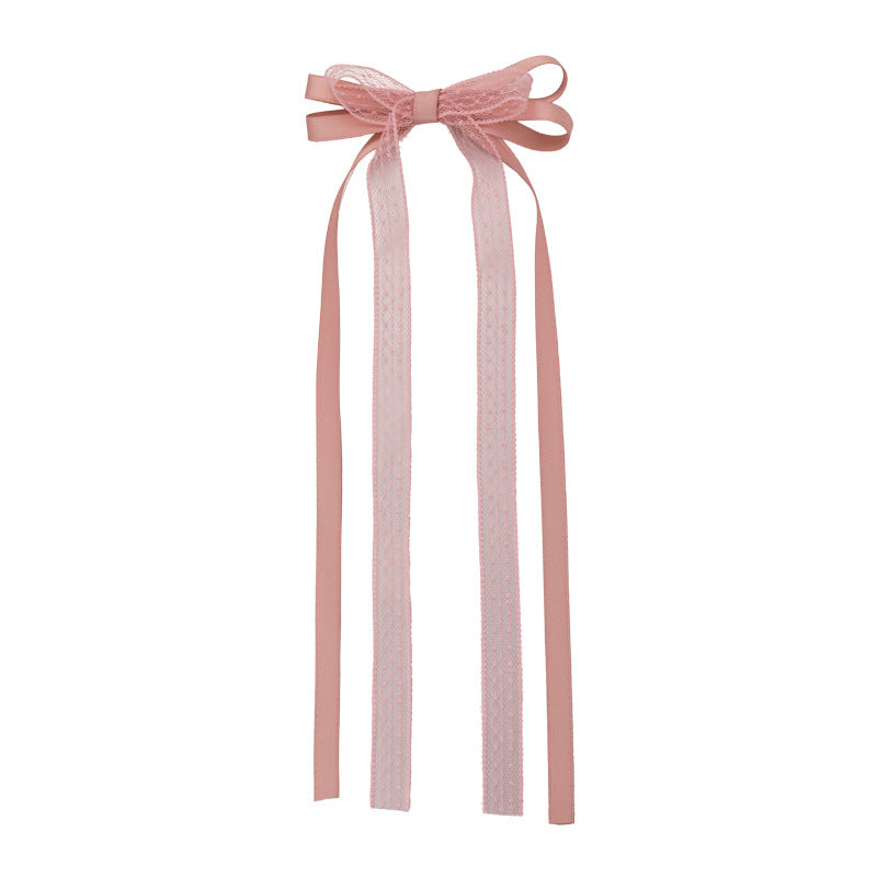 Lace Bow Ribbon Hairpin Ballet Style Girl's Hair Hoop Side Fringe Clip