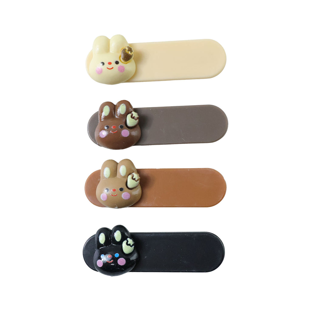 Cute Bunny Face Decorative Hair Clips Set (4 Pc)