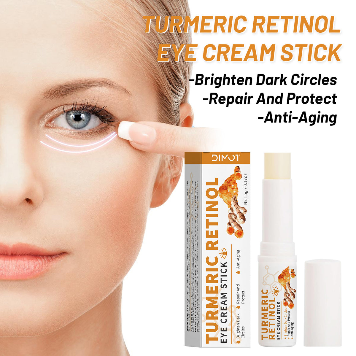 Demot Fade Dark Circles Turmeric Eye Cream Stick 5g