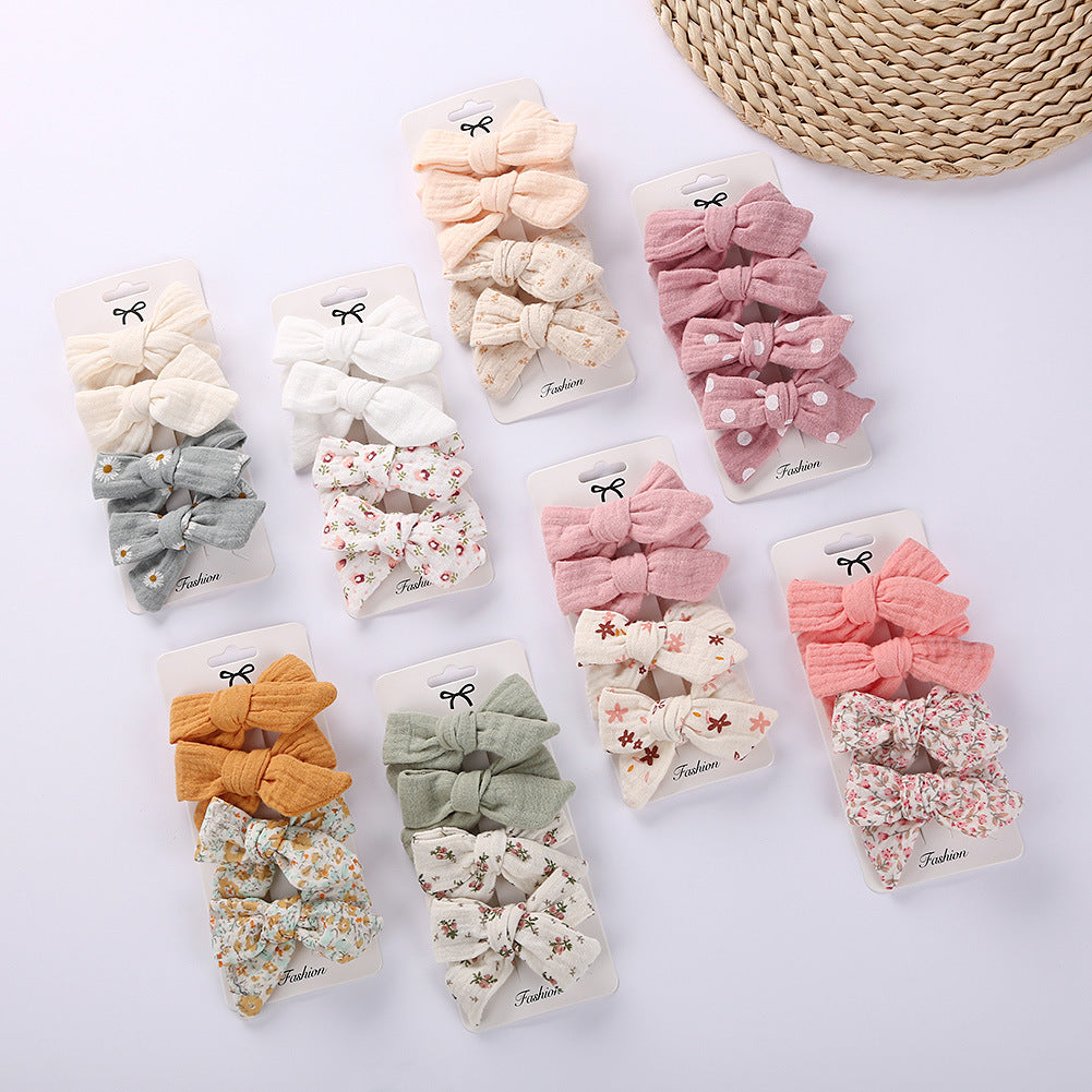 Children's Hair Accessories Cute Bow Cloth Hairpin