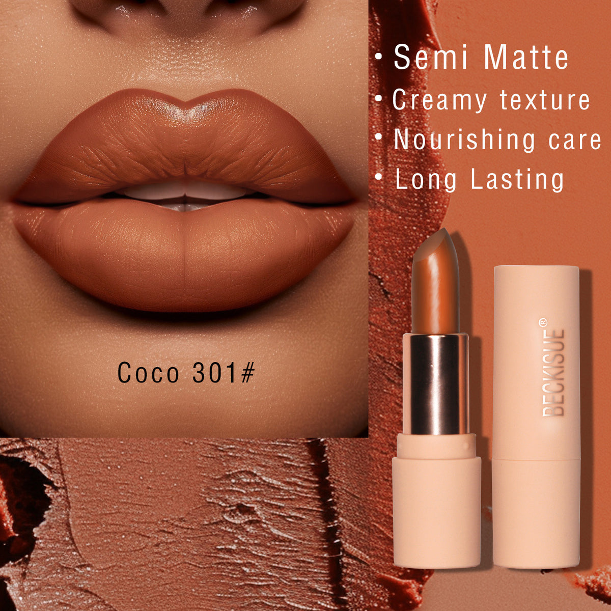 Beckisue Brown Series Semi Matte Silky Matte Lipstick