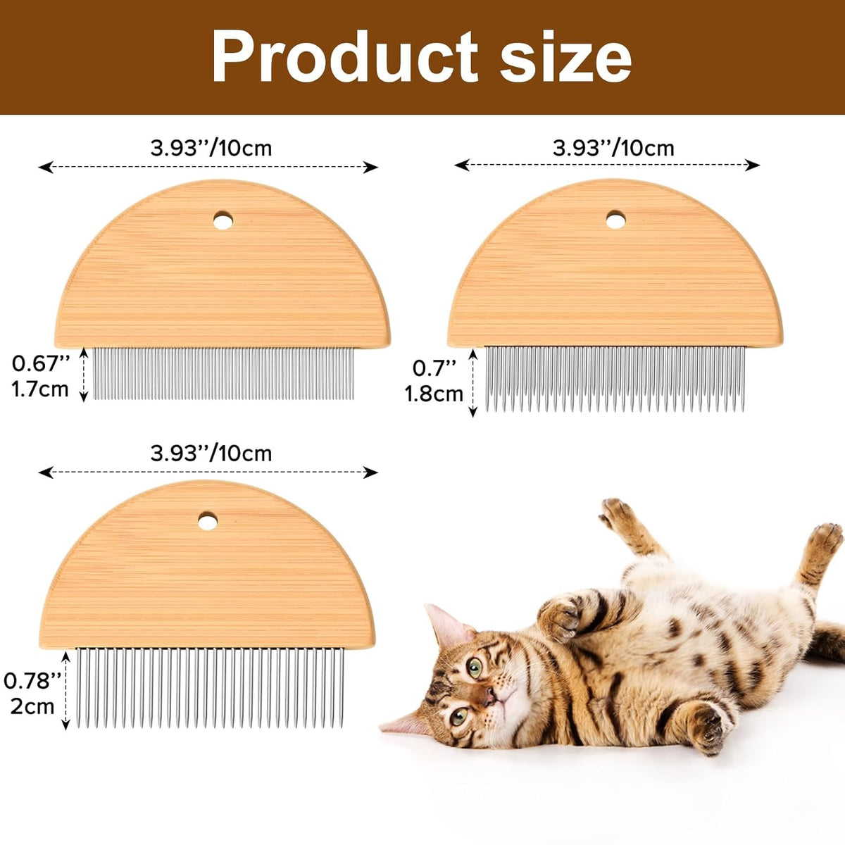 Flea Comb For Cats Wooden Cat Comb Pet Comb With Rounded-Tip Teeth Tangles And Loose Fur Grooming Comb Tool For Cats Dogs And Rabbits Tangled Hair