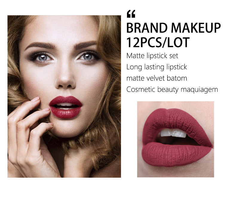 Langmanni 12 PCs Lipstick Kit Long Lasting Matte Set Lipstick