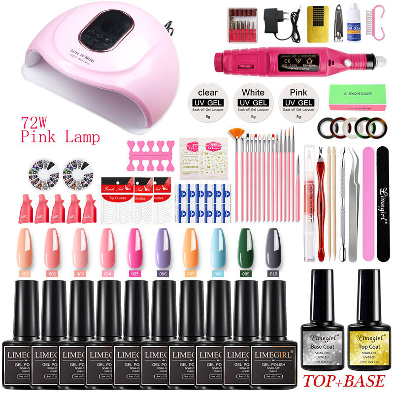 54W Nail Lamp Polisher Nail Polish Tool Set
