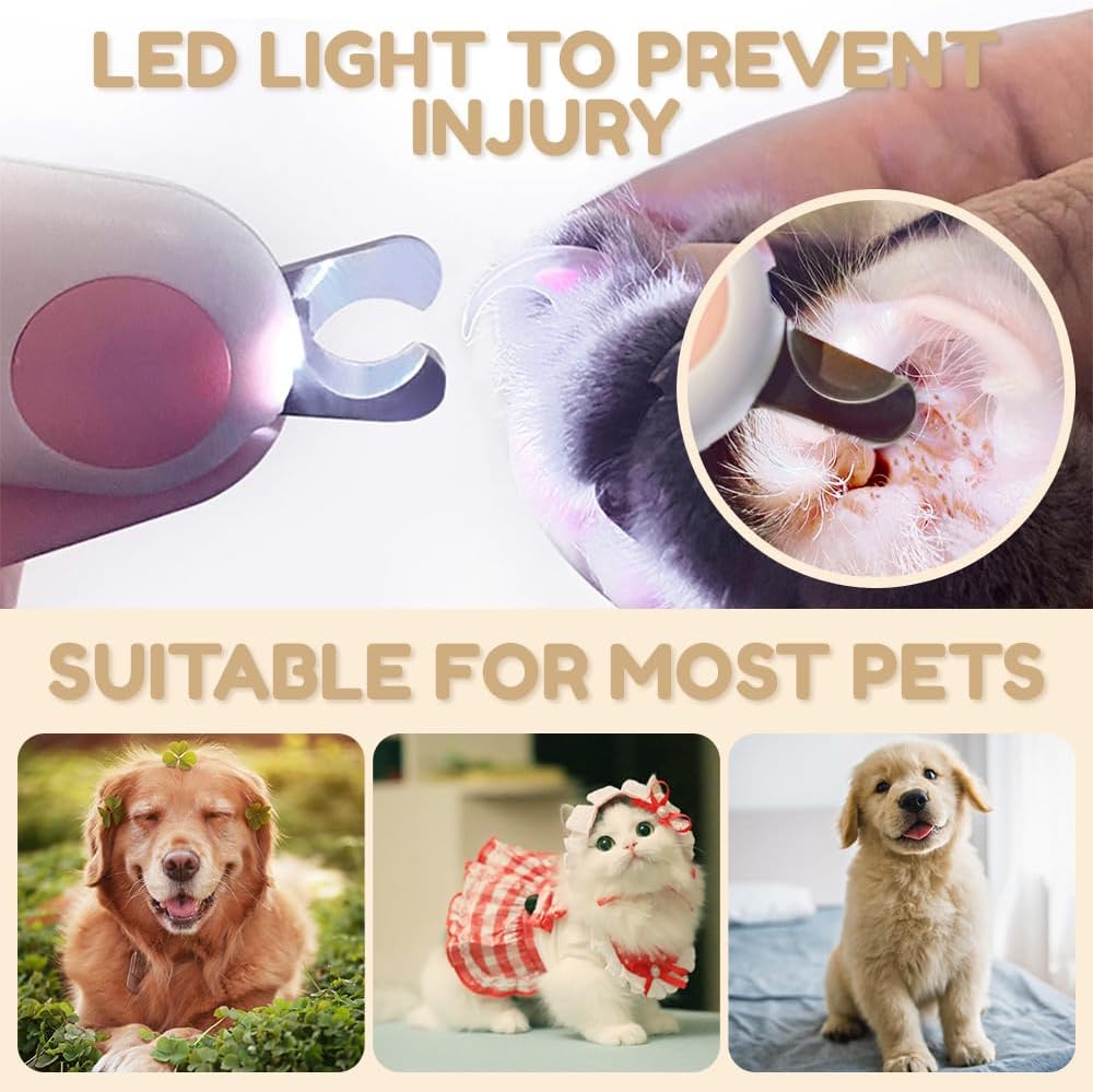 LED Pet Nail Clipper Cat Nail Clipper With Light Led Pet Nail Clippers For Cats Dogs Trim Your Pets Nails Easy And -Free Grooming Tool Pet Nail Clippers
