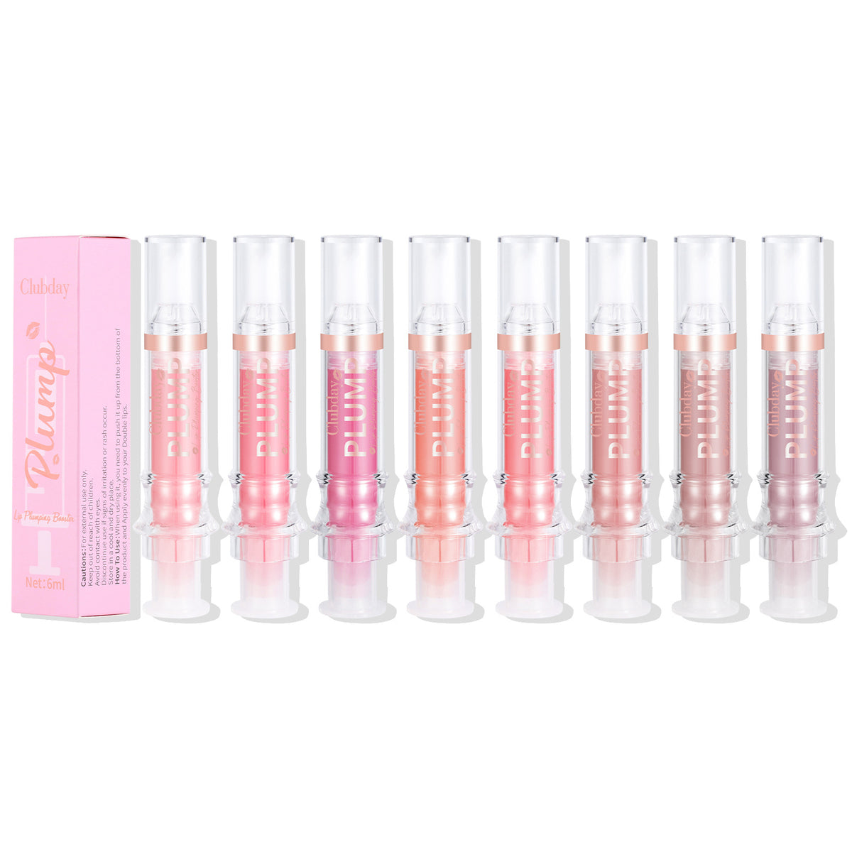 Clubday Plump Nourishing Moisturizing Mirror Lip Gloss Water Light Full Lips Syringe