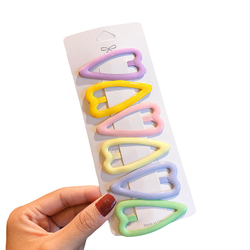 Candy Color t Triangle Peach Heart Hairpin Love Bangs Clip Hair Jewelry