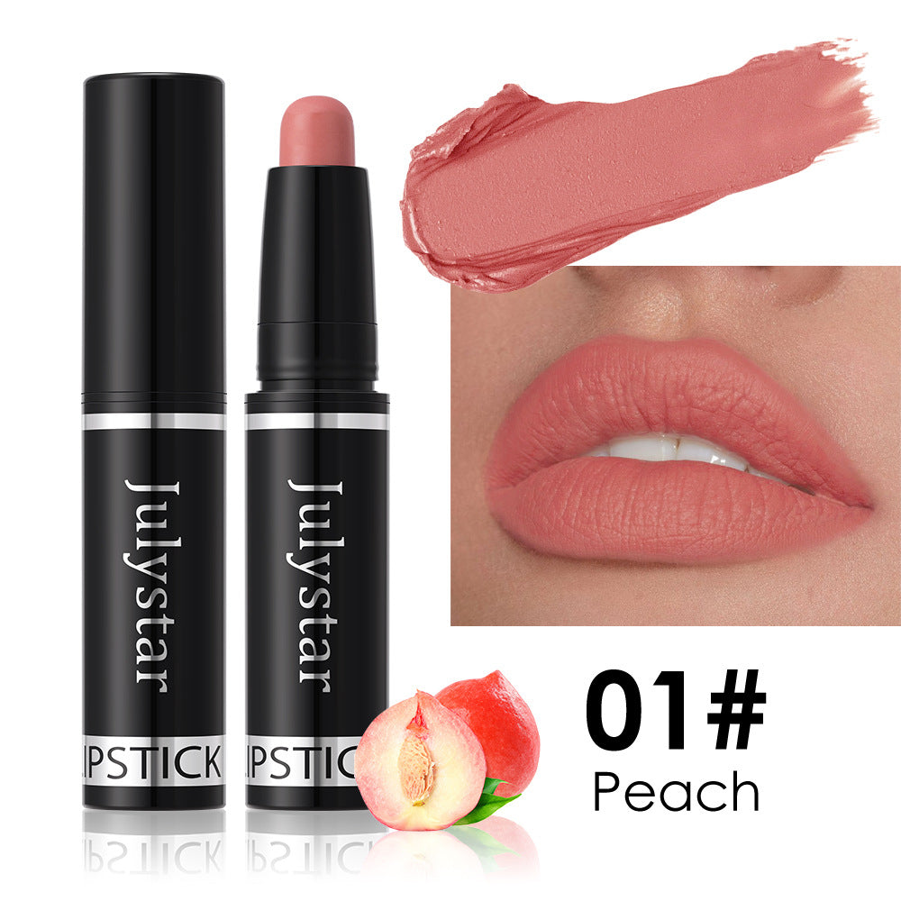 Julystar Matte Finish Makeup Lipstick Rotating Velvet Lasting No Stain On Cup