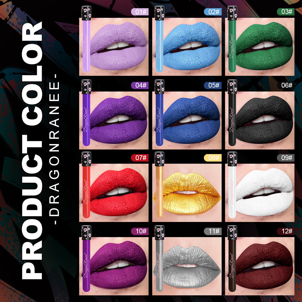 Dragon Ranee Halloween Creative Makeup Retro Matte Gold Silver Lip Gloss