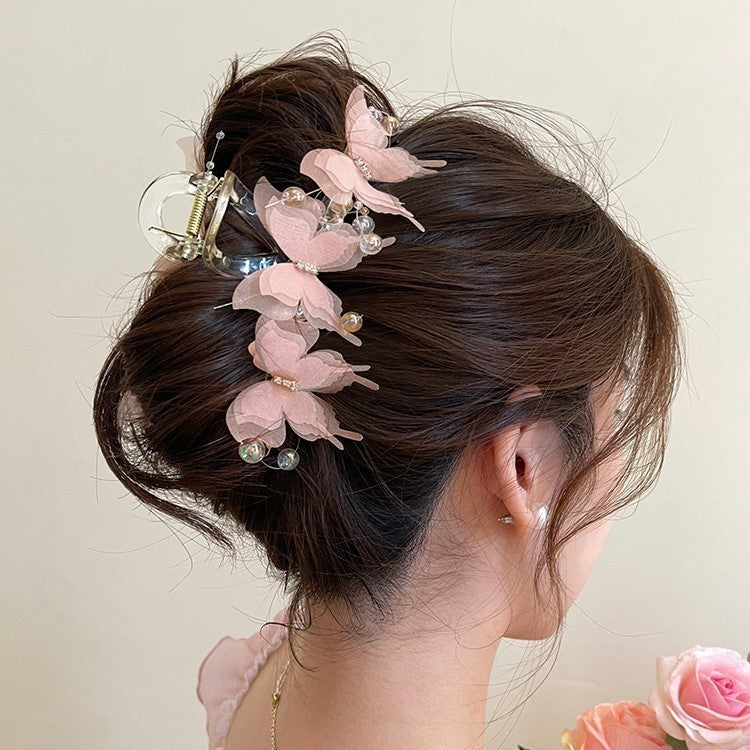 Ultra-fairy Sheer White Lively Butterfly Hair Clip