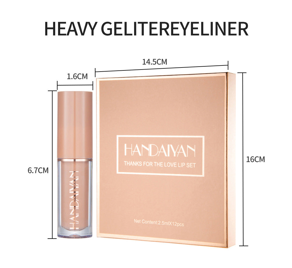 Handaiyan 12 Color Book Lip Gloss Liquid Lipstick Authentic Suit