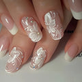 24 Pieces White French Flower Design Wear Nail Manicure Jewelry Manicure