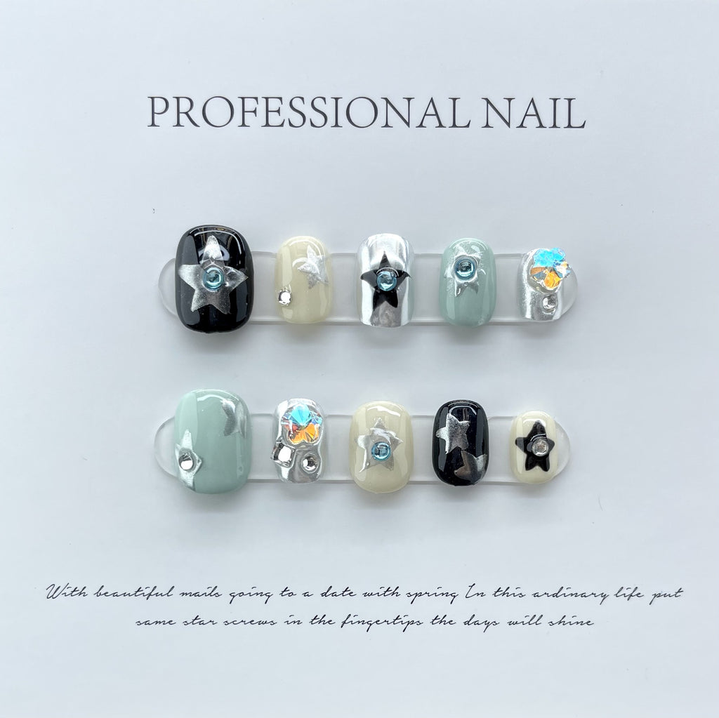 Professional Nail Blue Contrast Color Finished Nail Beauty Nail Patch