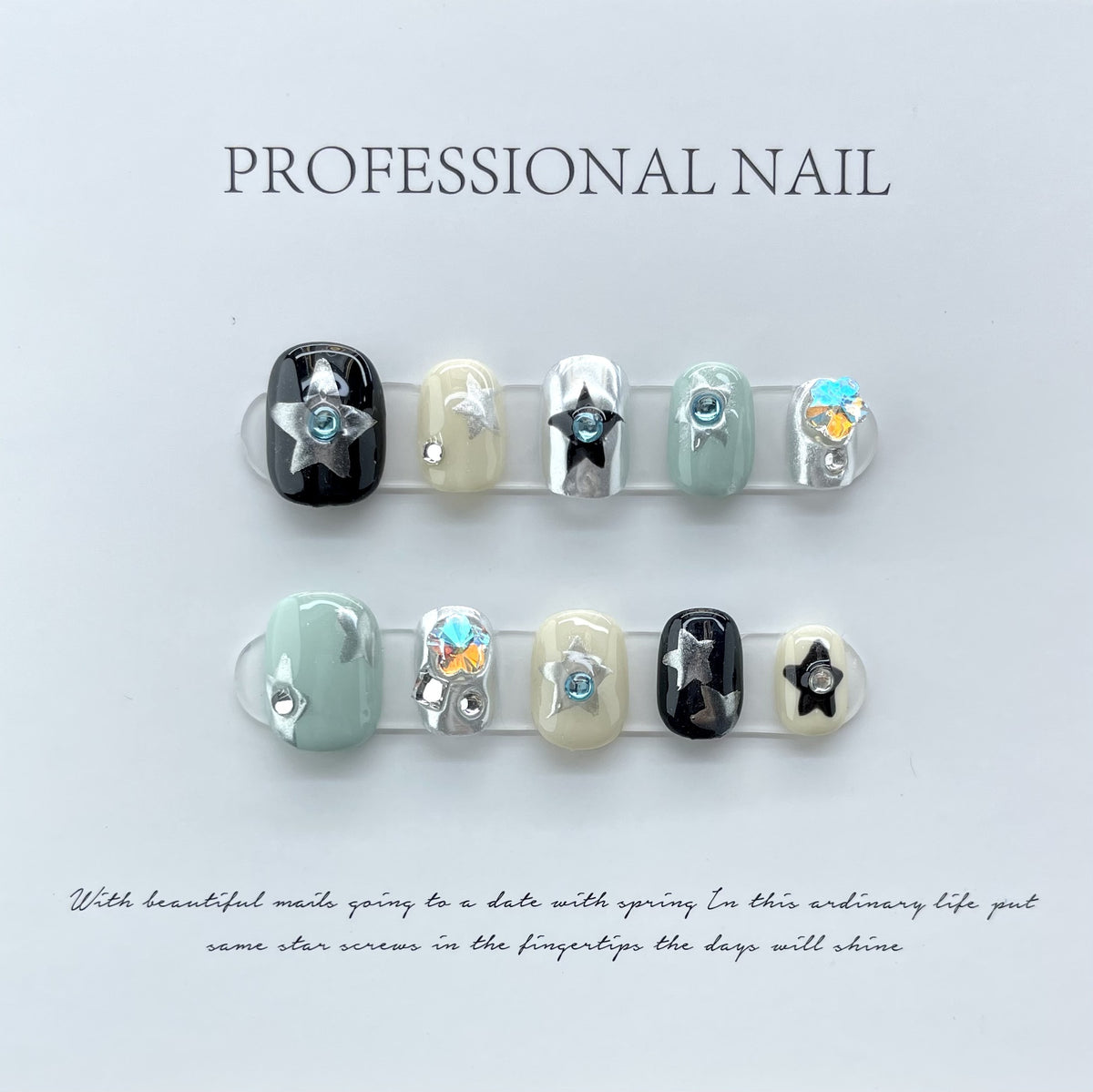 Professional Nail Blue Contrast Color Finished Nail Beauty Nail Patch