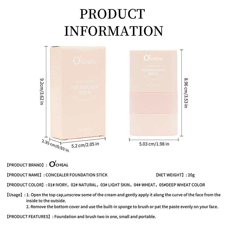 O'Cheal Smear-proof Makeup Liquid Foundation Double-headed Rotating Concealer Lasting