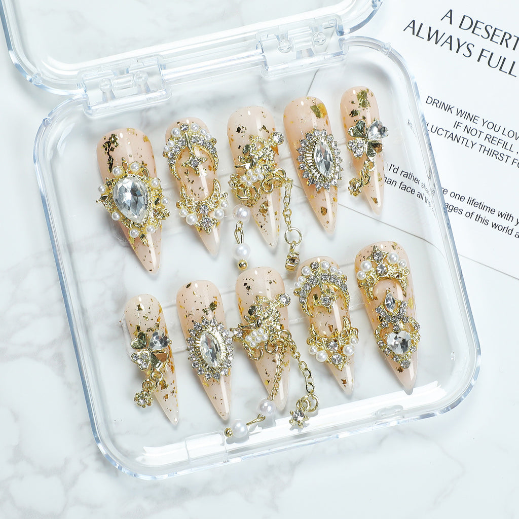 Metal Heavy Industry Golden Pearl Wear Nail Pure Handmade