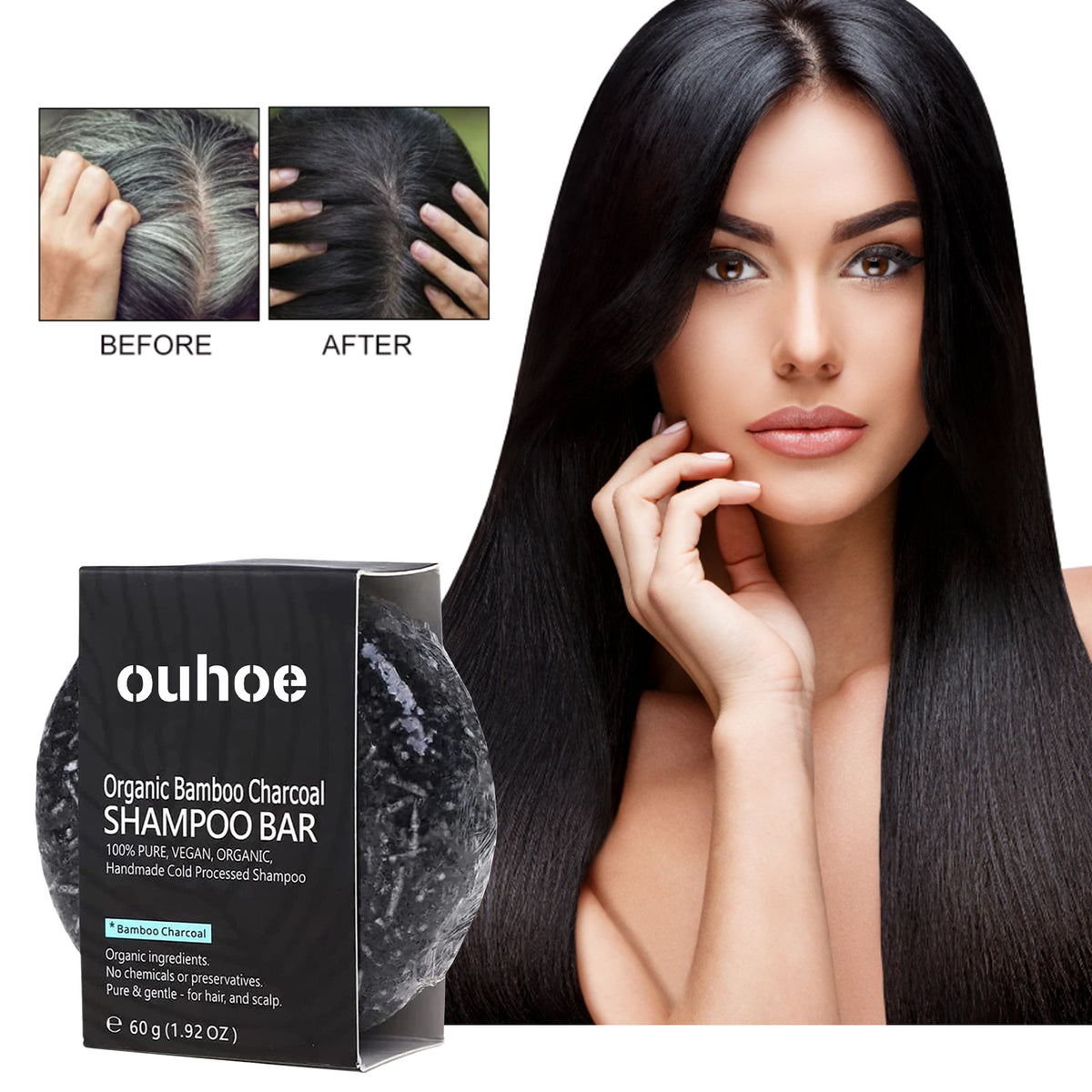 Ouhoe Bamboo Charcoal Shampoo Soap Deep Cleansing Scalp