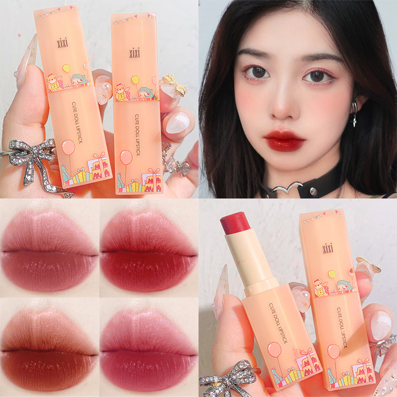 XiXi Lipstick Apricot Orange Square Rod Texture Is Clear And Moisturizing Colored And Waterproof