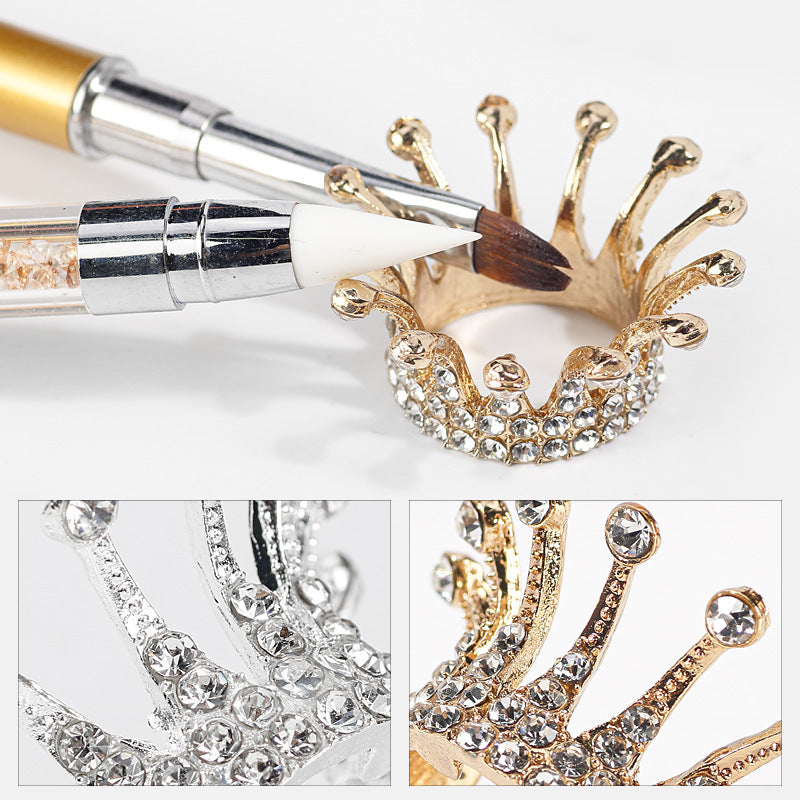 Nail Crown Pen Holder Japanese Nail Holder Retro Gold Silver Phototherapy