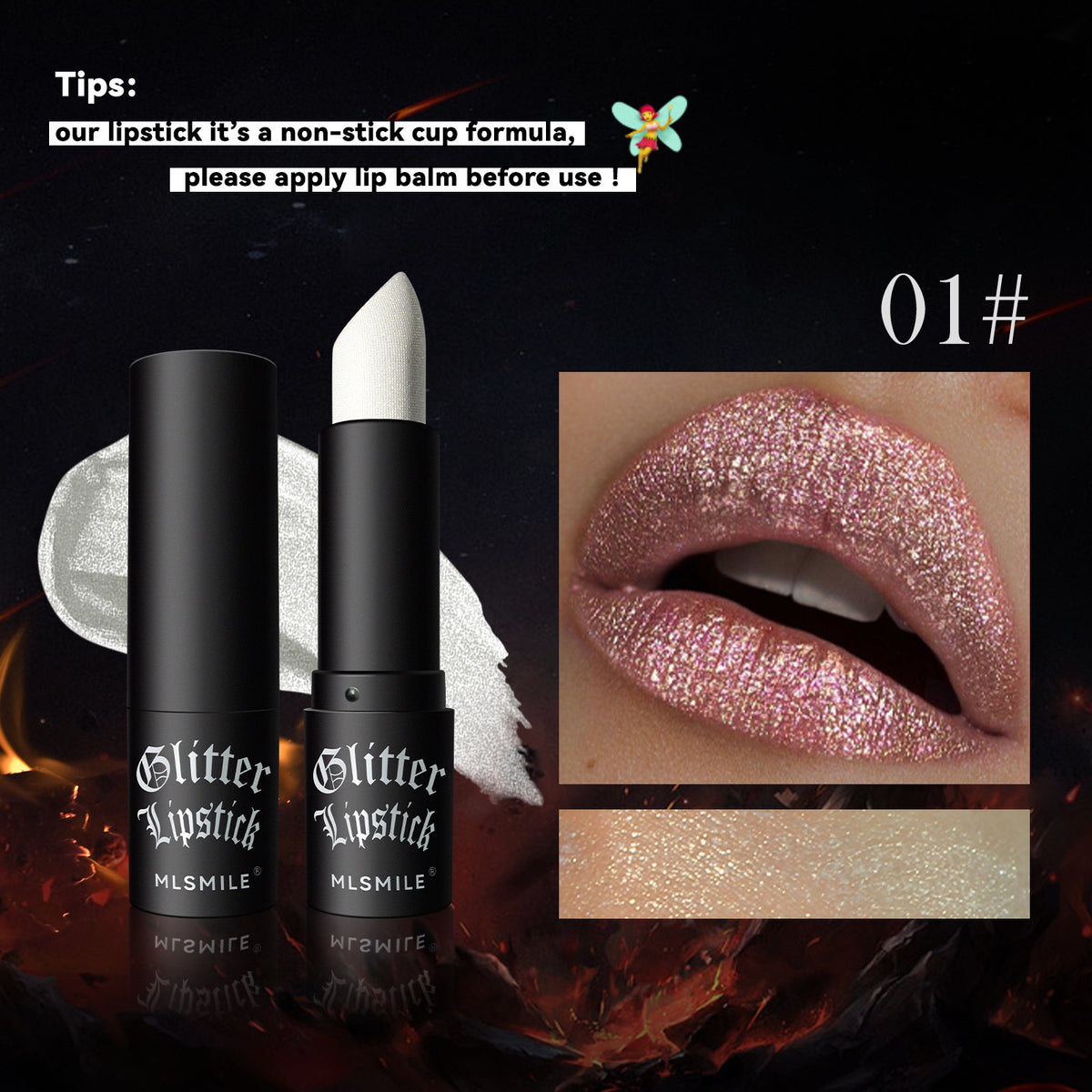MLSmile Pearlescent Thin And Glittering Diamond Lipstick Easy To Color Longlasting Lip Gloss Long Lasting Nourishing Moisturizing 7 Color Lipstick