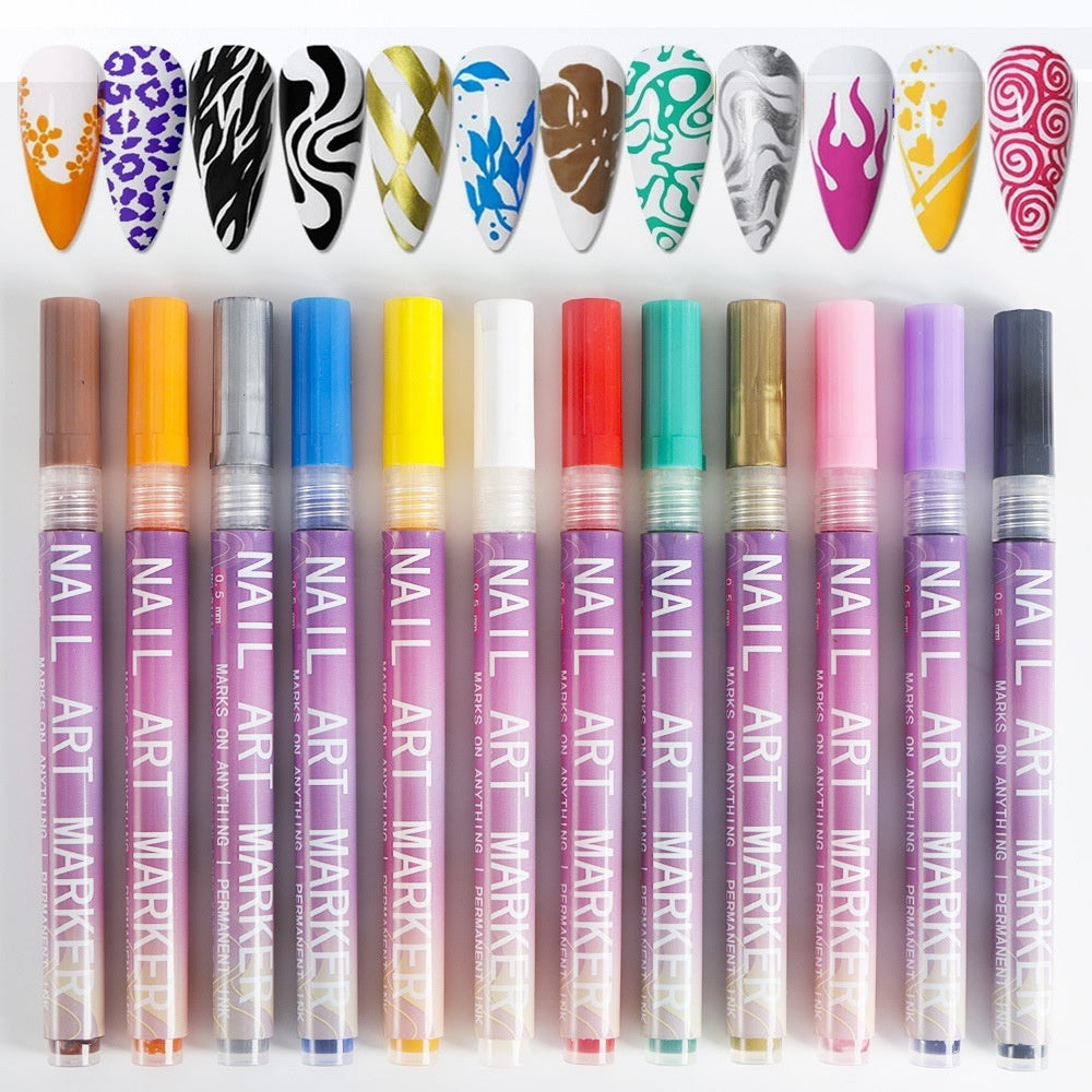 Doodle Nail Art Pen 12-color Liner t Brush Nail