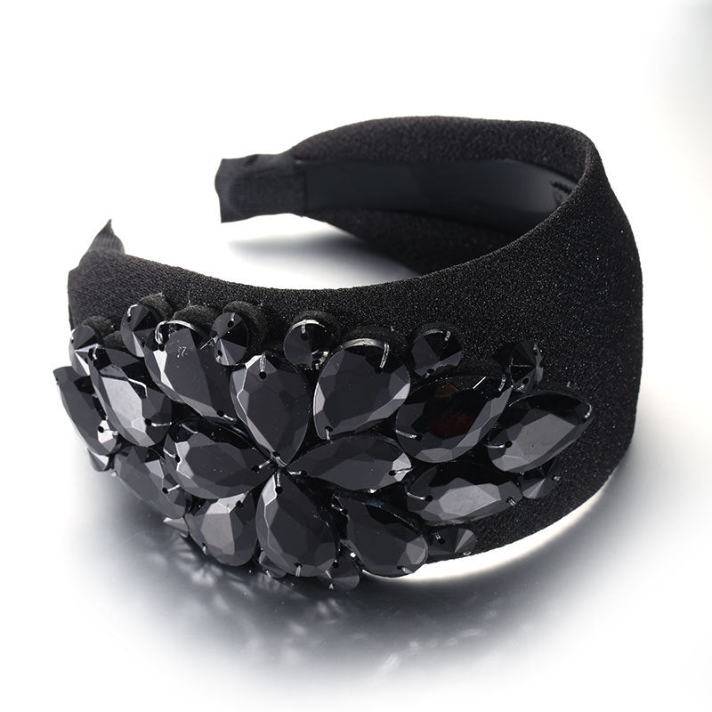 Design Solid Color Diamond-laid Headband Wide Edge Toothed Non-slip Face Wash Hair Band Headwear For Women