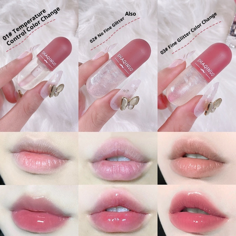 Shaqinuo Mini Capsule Lip Gloss Transparent Color Changing Moisturizing And Nourishing Lip Lacquer