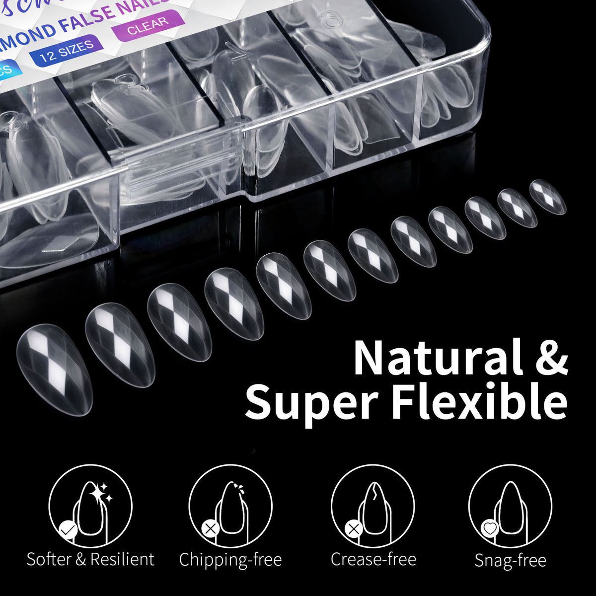 Misscheering 3D Diamond Wear Long Shaping Nail Tip
