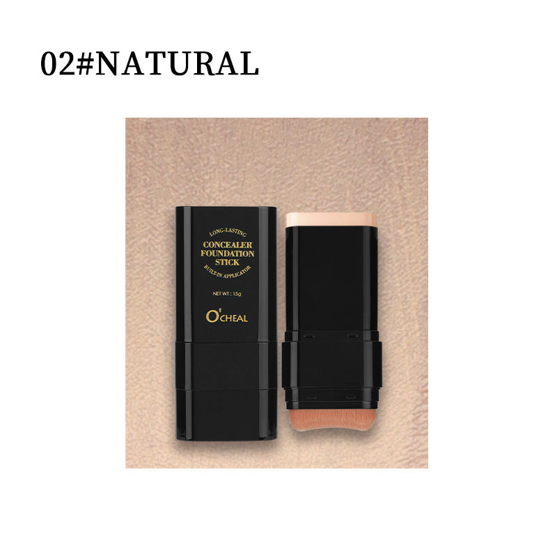 O'Cheal Makeup Concealer Smear-proof Makeup Liquid Foundation Powder Puff Brush Solid Foundation Cream Two-in-one English Version