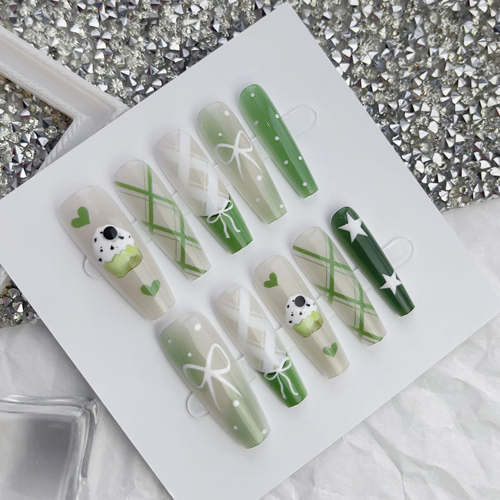 Press On Pretty Summer Sweet Cool Ins Style Ice Cream French Glossy Sealing Layer Nail Sticker