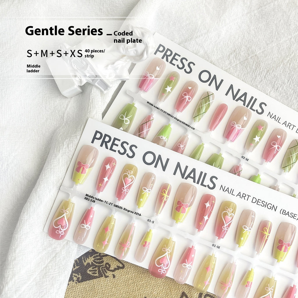 Press On Nails Dopamine Sweet Cool INS Style Dark French Fake Nail Tip