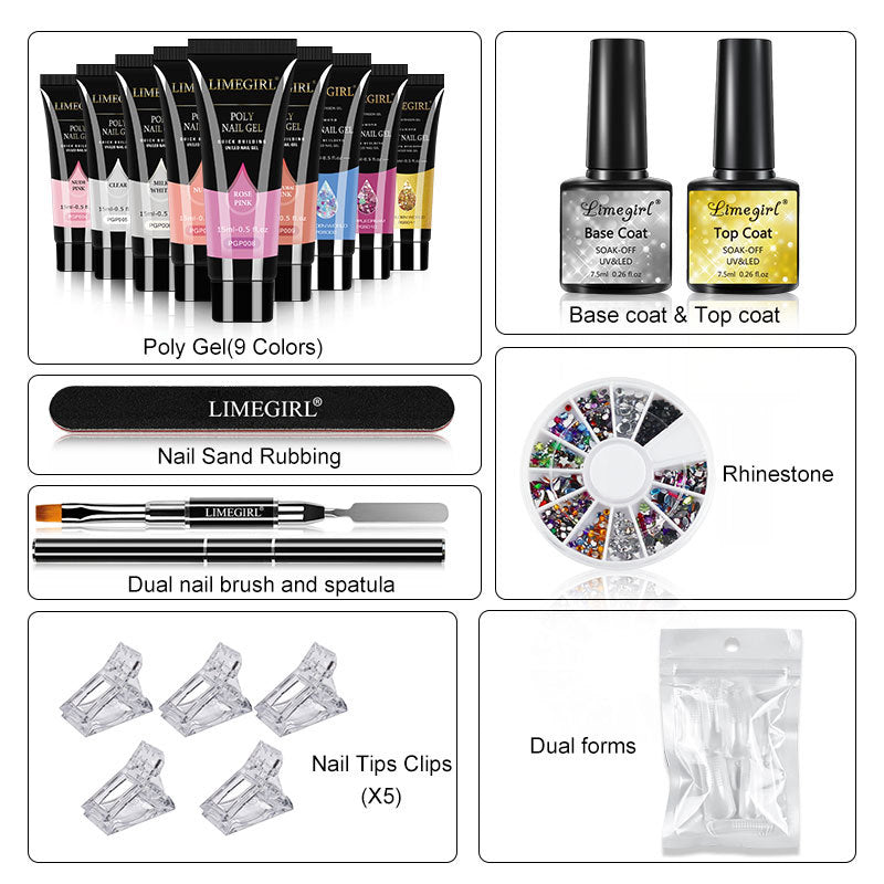 LimeGirl 15ML Crystal Extension Ferrule Nail Tip Nail Beauty Tool Set